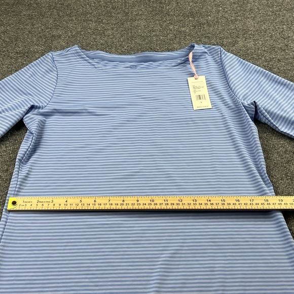 Vineyard Vines Sankaty Dress Womens L Blue Stripe Whale Logo Stretch NWT - Picture 4 of 10